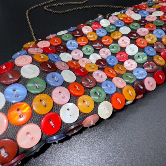 Novelty Aldo Handbag Clutch Purse Buttons Multicoloured Kiss lock Chain Handle - Picture 2 of 6